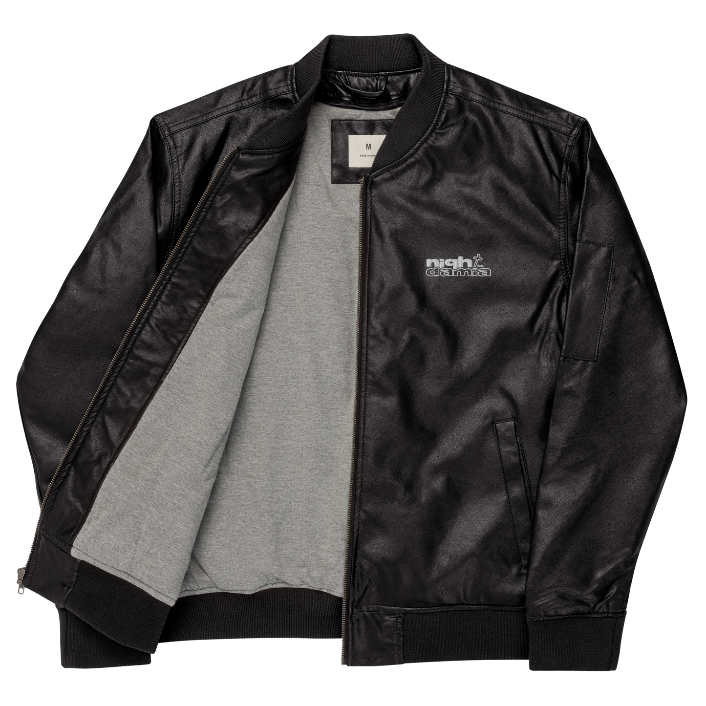 NIGHT DAMIA™ Leather Bomber Jacket