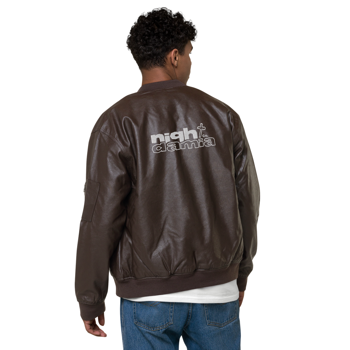 NIGHT DAMIA™ Leather Bomber Jacket