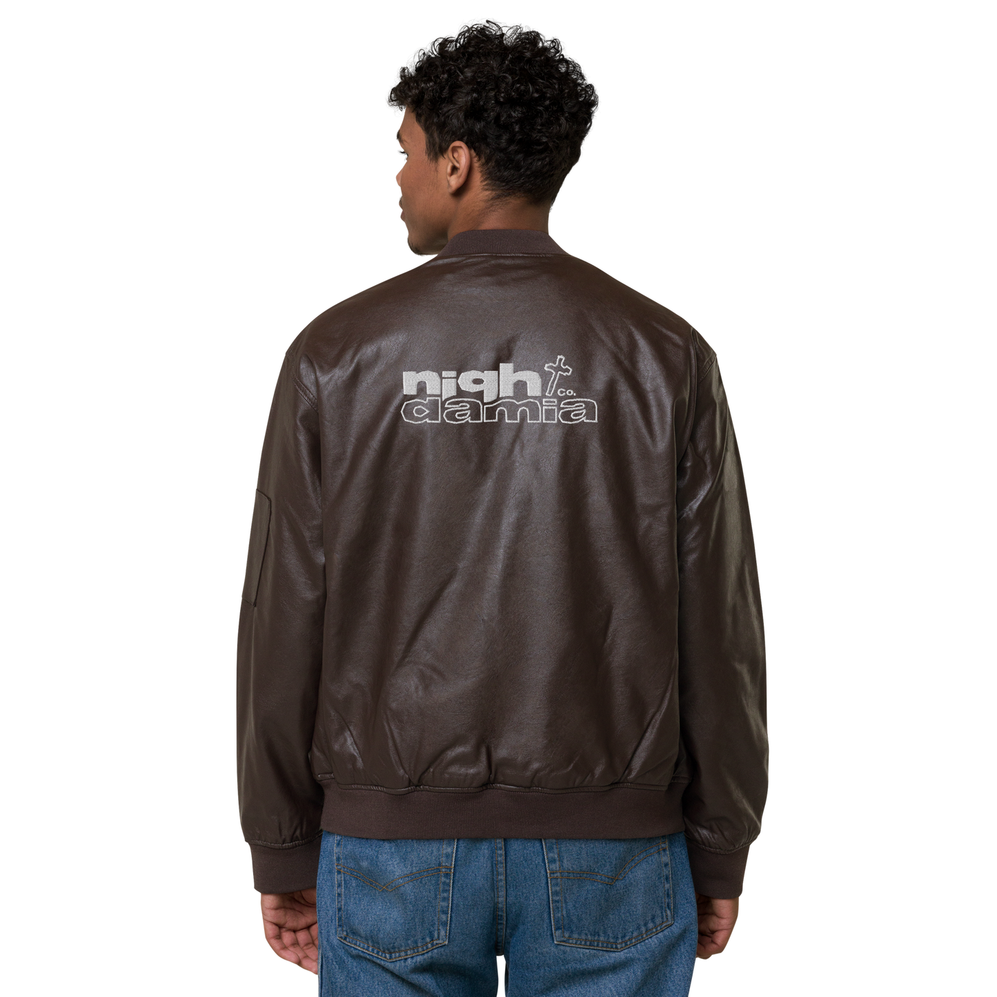 NIGHT DAMIA™ Leather Bomber Jacket