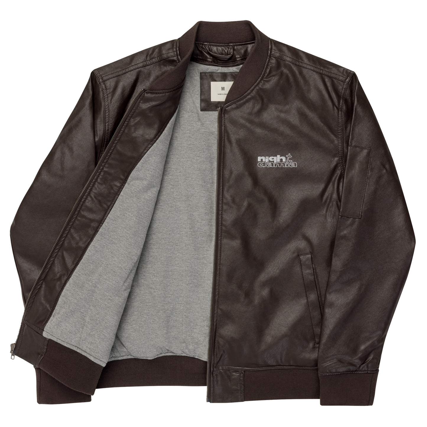 NIGHT DAMIA™ Leather Bomber Jacket
