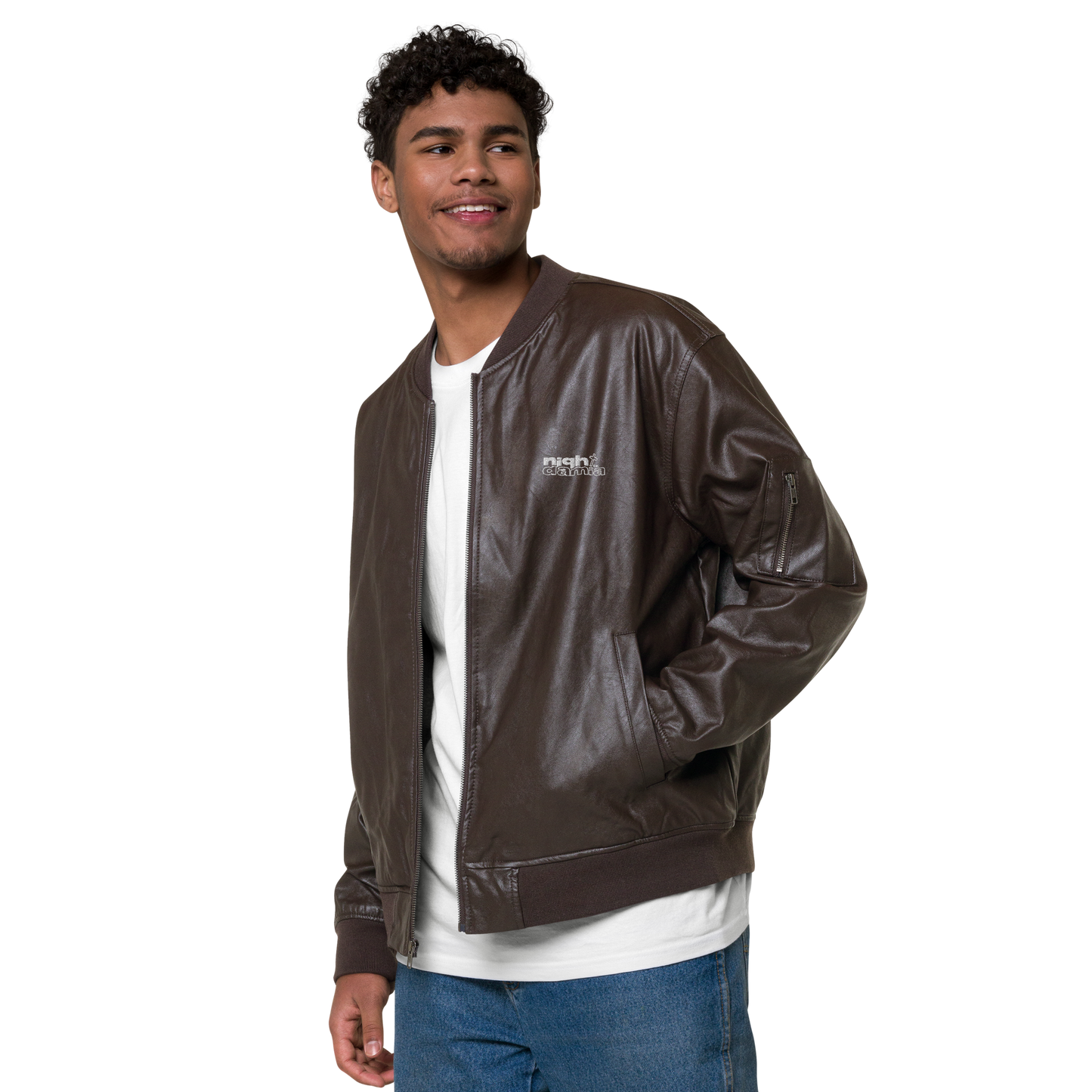 NIGHT DAMIA™ Leather Bomber Jacket